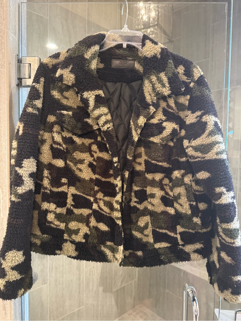 blankNYC Sherpa Camouflage Jacket - Black & Olive